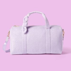 STONEY CLOVER LANE x TARGET: PURPLE TERRY CLOTH HEART DUFFEL! IN HAND